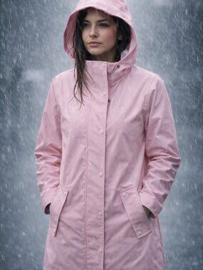 Joe Fresh Light Pink Hooded Raincoat – XS